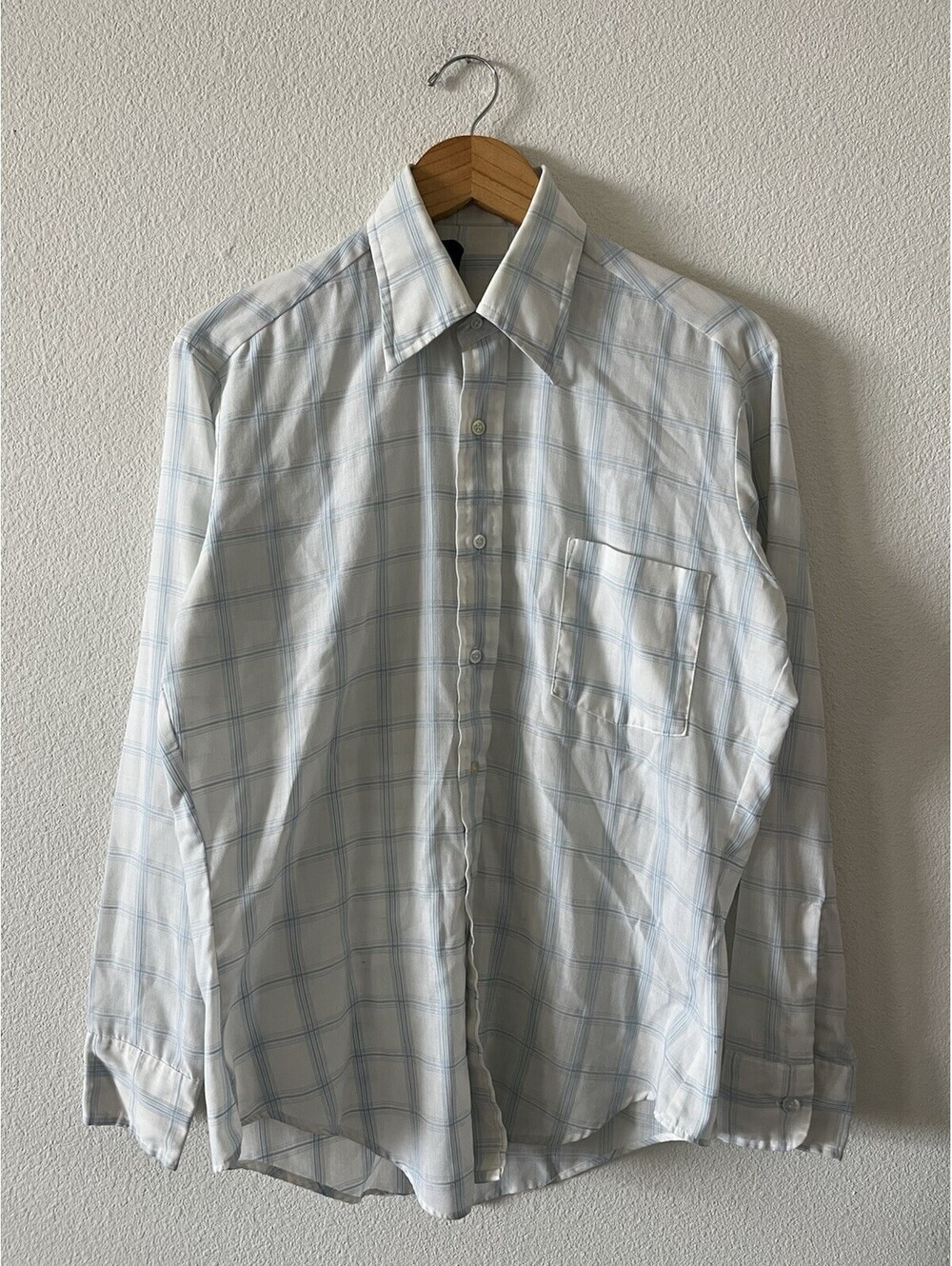 Vintage Sears Perma-Prest Blue Plaid Shirt L/XL